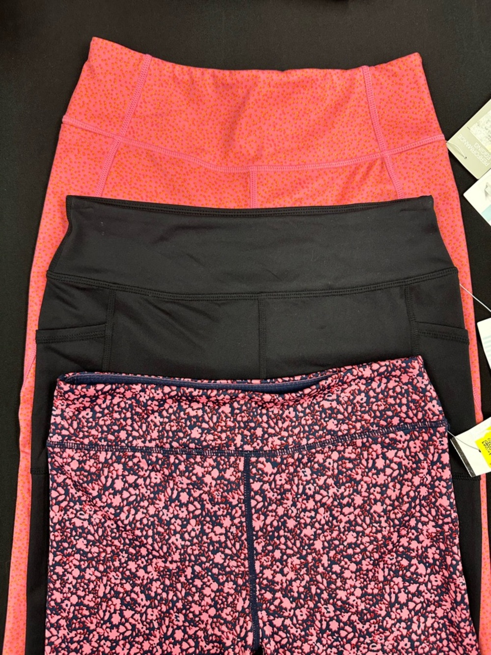 Set of 3 Girl’s Activewear Leggings - Pink, Black, Patterned Pink
